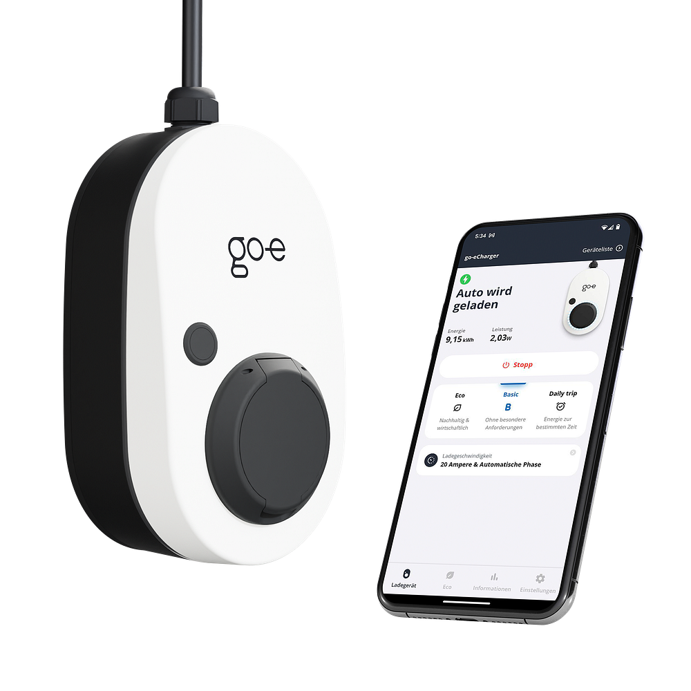 go-e Charger Gemini mit der go-e App auf dem Smartphone