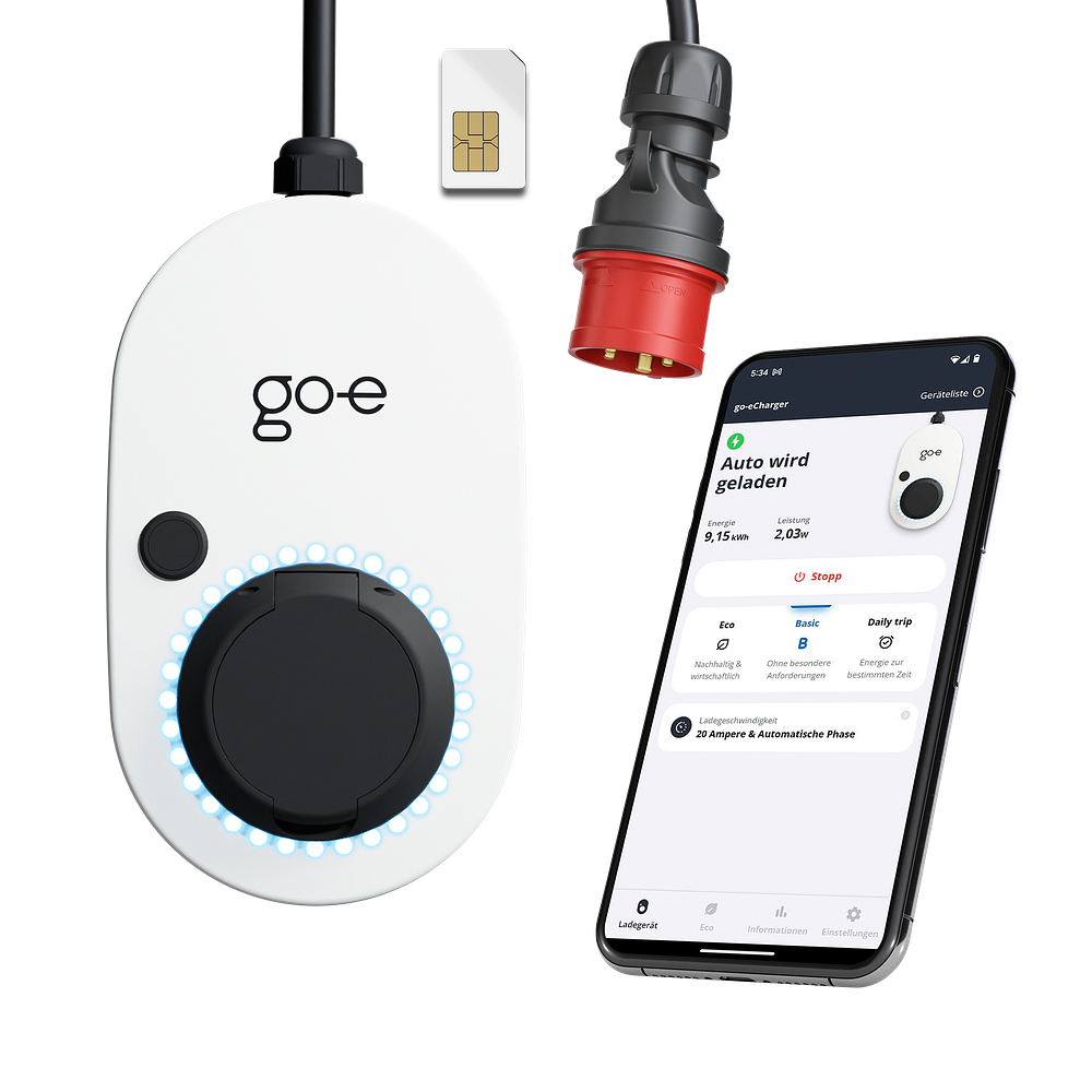 go-e Charger Gemini flex 2.0 con l’app go-e sullo smartphone