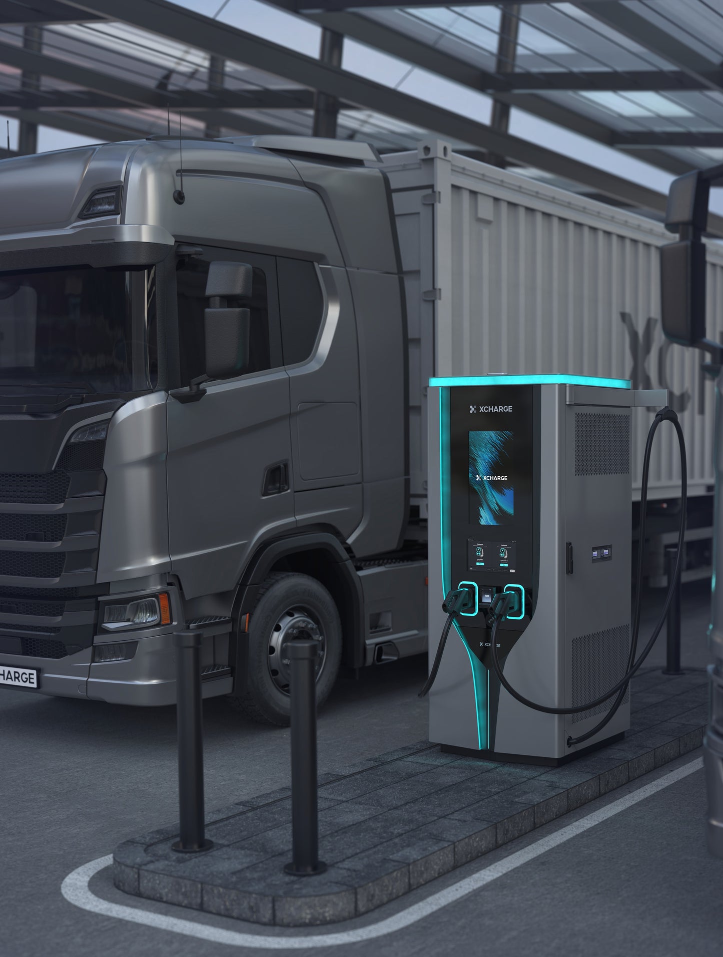 XCharge C7 400 kW mit 2 x 5.5m CCS flüssig. gekühlt