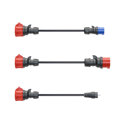 Set di adattatori go-e Charger Gemini flex 11 kW – panoramica dei tre adattatori