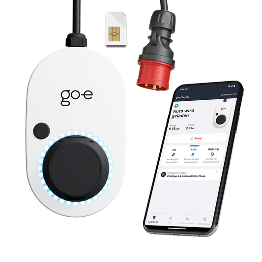 go-e Charger Gemini flex 2.0 22 kW mobile Wallbox mit Typ-2 Buchse, CEE 32 A Anschluss, App-Steuerung und WLAN für flexibles Laden von Elektroautos